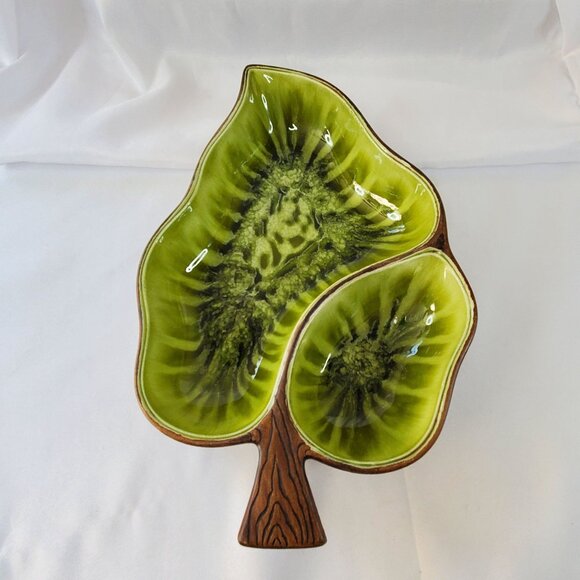 Treasure Craft USA No. 318 Vintage Leaf-Shaped Divided Serving Dish 13" MCM - Picture 2 of 16